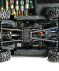 Bottom view of 1/18 TRX4M showing Stainless Steel D Shaped Drive Shaft For One Eighteenth Scale TRX4M Defender Bronco With Tight Grip