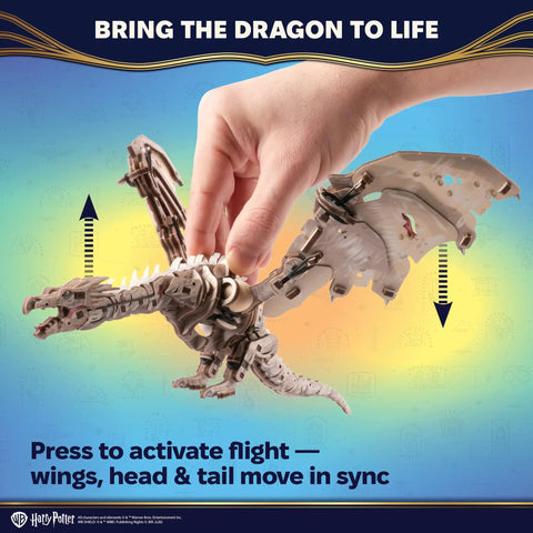 Ukrainian Ironbelly Dragon 3D Wooden Puzzle For Adults, Mechanical Model Kit With Flapping Wings, Movable Head And Tail, DIY Building Craft, Brain Teaser Puzzle, Collectible Book Design, Epic Gift For Puzzle Lovers, side view