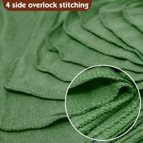 Close-up of 4 side overlock stitching on Real Deal 100 Percent Cotton Shop Rags 14X14 Inch Lint Free Bulk 25 Pack