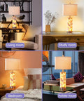27.5 Inch Coastal Glass Table Lamps Set Of 2 With Seashells And Fairy Lights, 3 Way Dimmable Touch Lamps With USB Ports in different rooms.
