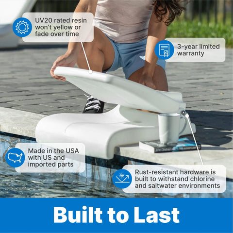 Person setting up Foldable Adult Flip Seat Portable Outdoor Chair With Back Support for poolside use, showing sturdy design.