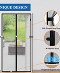 Magnetic Screen Door Fits 32x80 Inch Door, 34x81 Mesh, Scratch Proof Polyester, Unique Design Details