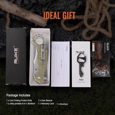Package contents of EDC Pocket Knife With 2.97 Inch 14C28N Blade, G10 Handle, Folding Knife Top Liner Lock, Pocket Clip For Camping