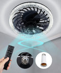 Screw In Ceiling Fan With Light And Remote Dimmable E26 Bulb Socket Adapter Flush Mount Mini Wireless Fan mounted with remote control.