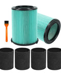 Heavy Duty Replacement Filter Kit For 5 To 20 Gallon Wet Dry Vacuums Includes VF6000 Filter Foam Sleeve And Brush Pack