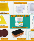 Premium Drywall Repair Kit With Fast Drying Spackle Paste includes scrapers, sandpaper, gloves, and wall mending paste in 500g.