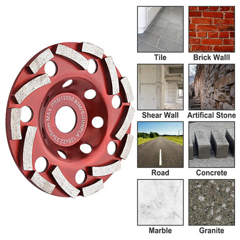 Diamond Grinding Cup Wheel 5 Inch For Angle Grinder Built For Polishing And Cleaning Concrete Granite Stone Marble