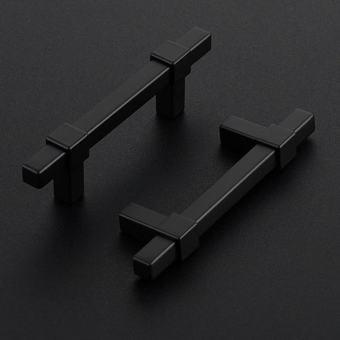 Matte Black Cabinet Pulls 30 Pack Stainless Steel 3 Inch Center To Center Drawer Handles for cabinets on black background