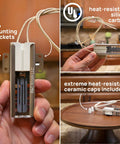 Universal Gas Oven Igniter Replacement Kit For Major Brands No Brainer Install shown with mounting brackets, cables, and ceramic caps in hand.