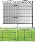 Decorative No Dig Garden Fence With Gate, 12 Panel Set, 42 Inch High, rustproof metal wire panels for yard and garden border.