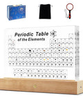 83 Real Elements Inside Periodic Table Poster With 8.3 Inch Acrylic Lighted Stand 3D Element Shapes Educational Chemistry Decor Gift