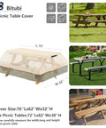 Heavy Duty Waterproof Picnic Table Cover Fits 70 To 72 Inch Tables Up To 75 L By 62 W By 30 H 600D Tough Canvas Built To Last