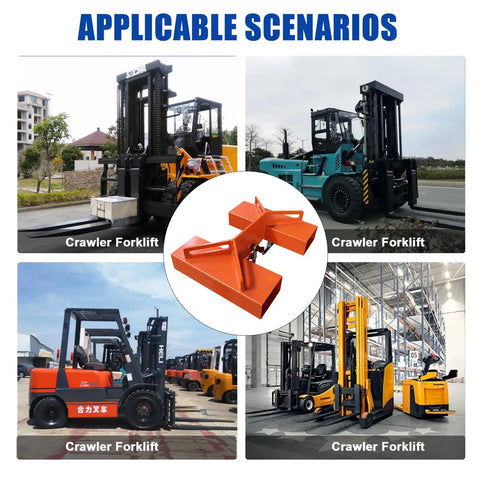 3 Ton Workhorse Forklift Mobile Crane Attachment With Truss Jib Boom Hoist Dual Hooks Heavy Duty Extension For Pallet Forks 6600 Lbs Lift Capacity Trailer Hitch Receiver Compatible Versatile Material Handling Tool displayed with various crawler forklifts, showcasing compatibility.