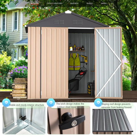 Beefy Outdoor Storage Shed 4x6 Metal Garden Shed With Lockable Doors for Backyard Patio spacious 24 sq ft storage solution