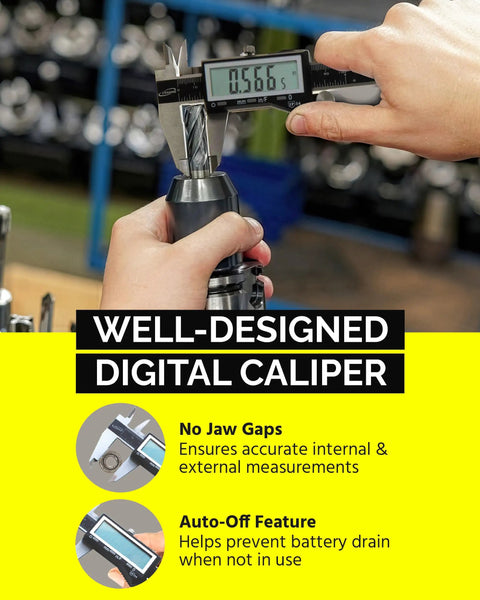 Using Big Read Digital Caliper 0 To 6 Inches With Inch Metric Fractions Display Stainless Steel Body for external measurements