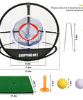 Pop Up Golf Chipping Net With Hitting Mat, Collapsible Indoor Outdoor Practice Set, Includes 8 Practice Balls, 4 Tees, Rubber Tee Holder