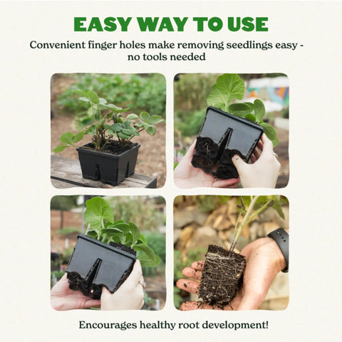 Hands holding Reusable Seed Starter Tray 4 Cell Seed Starting Trays For Seedlings With No Mess Easy Watering Gardener Friendly Plant Trays