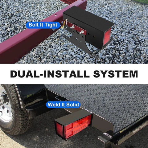 NeaLia boat trailer light box kit with IP68 red LED taillight and license-plate bracket, black housing.