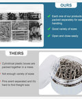 Comparison of 340 Piece Assorted Binder Clips And Jumbo Paper Clips Set Black In A Sturdy Compartment Organizer for office use.