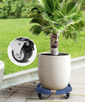 Round Trash Can Dolly With Wheels, Heavy Duty 440 Lb Capacity, Adjustable 15 To 19 Inch Diameter, Four Locking Swivel Wheels, Blue