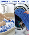 Premium 36 Inch Microfiber Dust Mop Head Replacement being hand washed and placed in washing machine for cleaning.