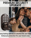 Keyless Entry Digital Door Knob Lock With Keypad For Front Doors, adjustable latch, easy install, oil rubbed bronze, family hugging