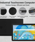 10.1 Inch Fanless Industrial Touchscreen Computer Featuring Slick RK3399 Hexa Core Processor, Android 12 Rugged Panel PC design with aluminum back.