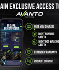 LED Reflective Safety Vest With USB C Rechargeable Lights For Night Runners And Dog Walkers app interface showing safety courses