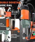 Heavy Duty Magnetic Drill Press 1400W With Solid Copper Motor For Extreme Power, showing double dovetail guide rail and controls.