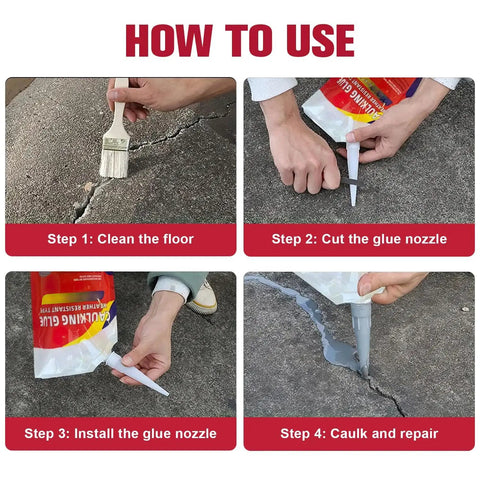 Steps to use Three Pack Concrete Crack Waterproof Sealant Kit With Quick Drying Weather Resistant Caulking Glue For Driveways Patios And Walls Built To Last Strong Bond 500ml Each