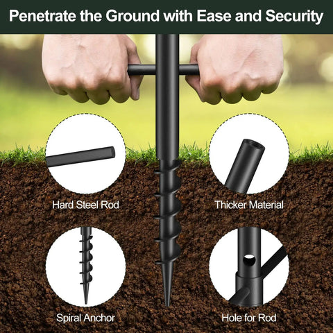 Outdoor String Light Poles 2 Pack 8.5 Ft Heavy Duty Metal Posts With 5 Prong Base And Spiral Ground Anchor for stability