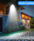 Ultra Bright 300W Solar Flood Light With 35000 Lumens Dusk To Dawn 6500K IP68 Waterproof Security Light illuminating a garden area