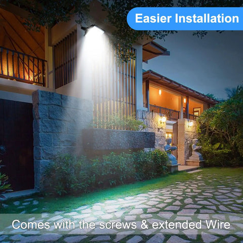 Ultra Bright 300W Solar Flood Light With 35000 Lumens Dusk To Dawn 6500K IP68 Waterproof Security Light illuminating a garden area