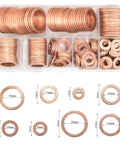 Image of Eight Sizes Copper Metric Sealing Washers And Flat Washers 150 Pieces Assortment Kit M6 M8 M10 M12 M14 M16 M18 M20 in a case