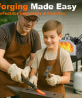 Father and son using Portable One Burner Propane Forge For Blacksmithing And Knife Making, Heats Up To 2600 F