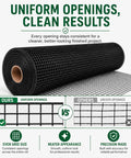 Kickass Rust Proof Vinyl Coated Hardware Cloth Half Inch Mesh 48 By 100 Feet 19 Gauge with uniform grid openings for secure fencing.