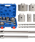 Amazon 9-piece masonry hole saw kit in blue case with carbide-tipped hole saws (30–100 mm) and SDS shanks