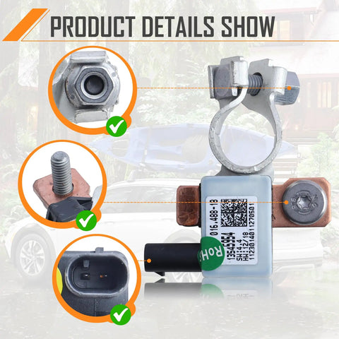 Badass Battery Monitor Sensor Module Hella Compatible With Gmc Acadia Buick Encore Chevy Malibu Traverse Blazer Xts Direct Oem Replacement 13545954 close-up view of terminals and connections
