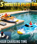 Two high speed 12 inch RC boats for pool fun with remote control top speed 25 KPH, durable waterproof hull, backyard water adventures