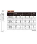Speed Tiger micrograin carbide square-end mill, 4‑flute, 3/8 in shank; size chart diagram.
