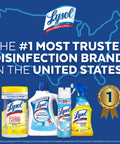 Lysol disinfecting products with bold text stating '#1 most trusted disinfection brand in the United States' and a gold award icon.