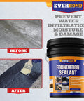 Pro Grade Concrete Crack Sealer That Slams Shut Water Leaks And Stops Gaps Fast for Basements Garages Driveways and Masonry, 5-gallon jug shown being applied.