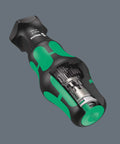 Kraftform Kompakt Turbo Imperial 1 19-Piece Screwdriver Set with Turbo Boost, exposed compact handle showing internal gears.