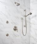 Modern bathroom with stainless tub and shower faucet, showing Must Have Tub And Shower Faucet Repair Part Kit With 1/2 Inch IPS.