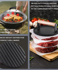 7 Inch Cast Iron Smash Burger Press Kit With 12.5 Inch Heavy Duty Griddle Dome And Patty Papers for versatile grilling.