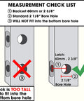 Measurement checklist for Keyless Entry 14 Digit Keypad Mechanical Door Lock Lever Set, noting 60mm backset and 2 1/8 inch hole size requirements