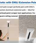 Person using Stainless Steel 7 Inch Pole Scraper With 1.8mm Heavy Duty Blade For Ceiling Paint Removal And Wallpaper Scraping Fits Extension Poles
