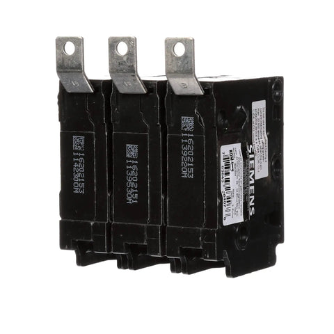 Panel Mount Three-Pole 240V Breaker 100 Amp Bolt-In, 22KAIC, UL Listed Type BLH, black casing, three visible terminals