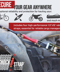 15 Foot Shock Absorbing Ratchet Straps Heavy Duty Tie Downs With Plastic Coated Hooks 1.5 Inch 1000 Lb WLL 3000 Lb Break Strength