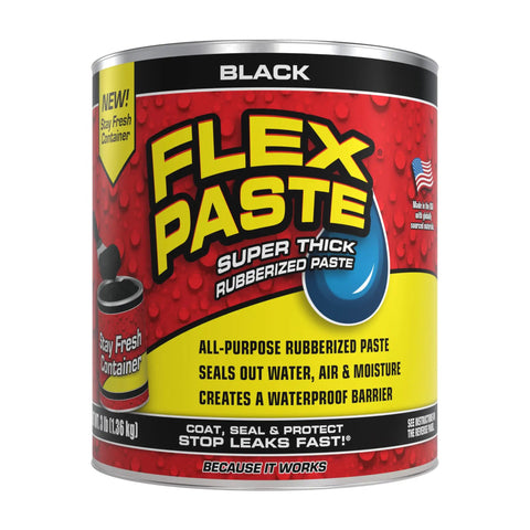 3lb Black Rubberized Paste Sealant For Filling Large Gaps And Cracks With 3 Pack Putty Knife Set container label view